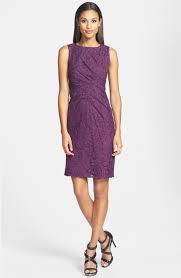 Adrianna Papell Purple Sleeveless Pleated Lace Sheath Dress Cocktail Dress Sale Lace Sheath Dress Plum Lace Dress