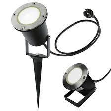 Led Erdspiessleuchte Edelstahl Gartenstrahler Bodenleuchte 1 5m Kabel Inkl Stecker Gu10 230v