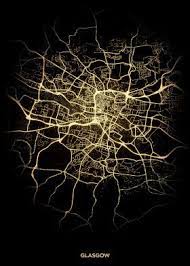 Glasgow Road Map Poster Map Poster Road Layout Poster City Light Maps City Light Maps Posters Road Map A City Map Wall Art Poster Prints City Map Art