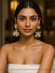 Bib Pearl Bloom Earrings Golden Bloom Pearl Statement Earrings