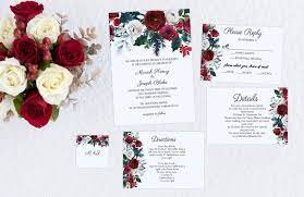 Christmas Wedding Invitation Floral Winter Wedding Invitation Etsy Winter Wedding Invitations Christmas Wedding Invitations Diy Printable Wedding Invitations