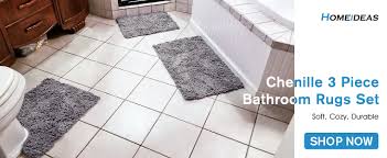 This set is available in several. Amazon Com Homeideas 3 Pieces Bathroom Rugs Set Ultra Soft Non Slip And Absorbent Chenille Bath Rug Pink Bathroom Rugs Plush Bath Mats For Tub Shower Bathroom Kitchen Dining