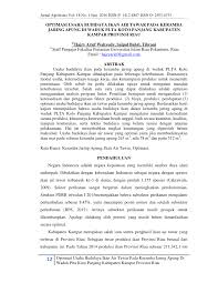 Pdf Optimasi Usaha Budidaya Ikan Air Tawar Pada Keramba Jaring Apung Di Waduk Plta Koto Panjang Kabupaten Kampar Provinsi Riau