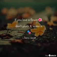 Because if you pick it up it dies and it ceases to be what you love. If You Love A Flower Quotes Writings By Harry Rawat Yourquote