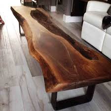 Table is made from a single live edge slab and includes u shape flat bar legs. Live Edge Black Walnut Coffee Table Bois Design Custom Made Hardwood Furniture