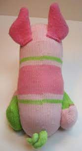 Pink Pearl Upcycled Handmade Striped Sock Toy Pink And Green Etsy Sock Toys Sock Dolls Sock Crafts