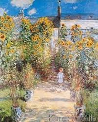 Claude Monet Der Garten Monets In Vetheuil Kunstdruck Leinwandbild Glasbild Kunst Gemalde Claude Monet Monet