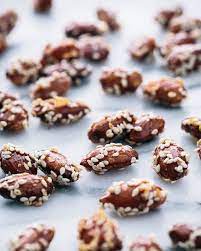 Sesame Honey Roasted Almonds A Couple Cooks Recipe Honey Roasted Almonds Snacks Almond Recipes