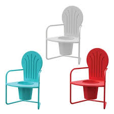 I doubt if you have a metal ring, so you can trace around whatever pot you're going to use in the chair. Retro Metal Chair Planters Asst Colours 6pcs