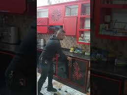 كاونتر مطبخ المنيوم تصاميم عراقي الوان احمر و تطعيم اسود Youtube