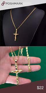 New 18k Gold Plated Cross Necklace For Men Women Gold Chains For Men Gold Chains Chains For Men