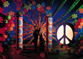 Decorate your party space with rainbow balloons, banners, swirl decorations, and more. Get Ready To Get Down With Retro Post Prom Tips Prom Ideas Event Ideas Decorations