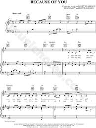Kelly Clarkson Because Of You Sheet Music In E Minor Transposable Download Print Sku Mn0050322