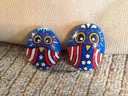 Patriotic Painted Owl Rocks Owl Rocks Painted Rocks Painted Rocks Kids
