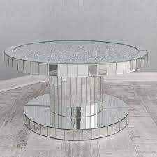 Coffee table mirrored mirrored coffee table hexagon top diamond base coffee table high gloss mirrored coffee table low height modern gold coffee table for living room. Crushed Diamond Top Mirrored Round Coffee Table