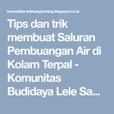 Tips Dan Trik Membuat Saluran Pembuangan Air Di Kolam Terpal Komunitas Budidaya Lele Sangkuriang Kolam Air Tips
