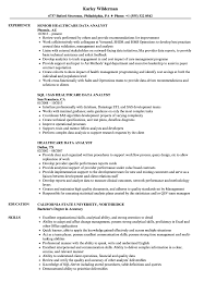 healthcare data analyst resume samples