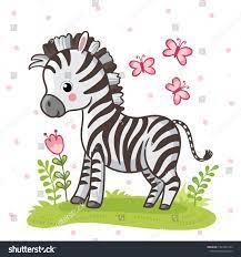 Japanese cartoon cat gel pen. Zebra Standing On A Flower Meadow Cute African Animal In Cartoon Style Vector Illustration Image Vector Zebra Drawing Zebra Cartoon Animal Drawings