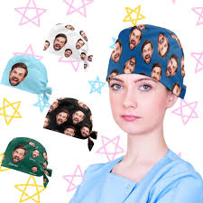 Personalized Scrub Cap With Face,custom Scrub Cap for Women Men,photo Scrub  Cap,face/logo