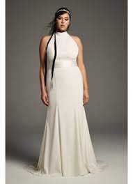 Brides who thrive under the spotlight will find it easy to slip into a halter wedding dress; White By Vera Wang Plus Size Halter Wedding Dress David S Bridal