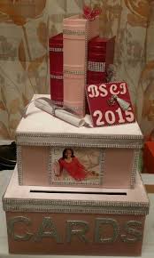 After the paint is dry, cut a slit in the middle of the cardboard large enough for cards to fit through. Graduation Card Box For My Beautiful Little Sister In Law Covered With Baby Pink Poly Graduation Card Boxes Graduation Party Themes Graduation Party Planning
