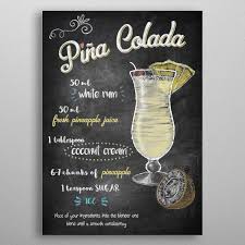 Pina Colada Food Kitchen Poster Print Metal Posters Recettes De Boissons Boissons Halloween Apero Boisson