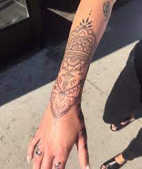 Lady Armour Top Half Is Already Healed From First Appointment And The Bottom Hal Mandala Hand Tattoos Mandala Wrist Tattoo Mandala Arm Tattoos