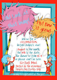 Kids can dressed in some character, such as: Dr Seuss Invitation