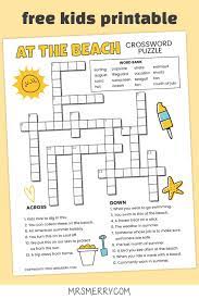 Beach Printable Crossword Puzzle For Kids - Mrs Merry Word Puzzles For Kids Puzzles For Kids Crossword Puzzle