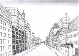 Cityscape Using One-point Perspective One Point Perspective Perspective Art Perspective Sketch