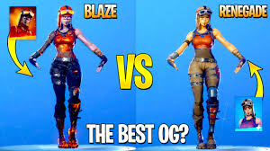 The renegade raider skin is a fortnite cosmetic that can be used by your character in the game! Blaze Vs Renegade Raider What Is The Best Og Skin In Fortnite Youtube