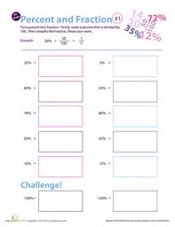 Learn how to write the percent equation in this video. Convert Percent To Fraction Worksheet Education Com