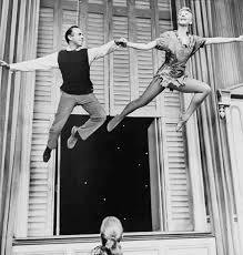 1955 Director And Choreographer Jerome Robbins Joins Mary Martin In The Air For A Publicity Photo For Nbc S Bro Mary Martin Mary Martin Peter Pan Martin Peters