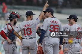Boston Red Sox manager Alex Cora (13) signals to the bullpen in the sixth  inning against the Detroit Tigers at Comerica Park. 58954045 Editorial Image
