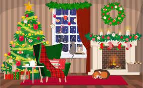 A fancy cozy christmas living room with all kinds of shining props for a happy holiday. 2 713 Christmas Living Room Stock Illustrations Cliparts And Royalty Free Christmas Living Room Vectors