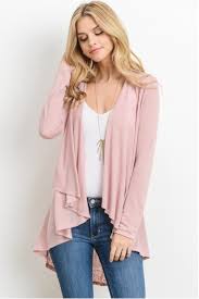 Long Sleeve Open Cardigan With Draping Front In A Light Pink Hue 70 Rayon 30 Poly Woven Fits True To Size Pink Cardigan Outfit Pretty Outfits Outfits
