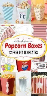 12 Free Popcorn Box Templates For Family Movie Night Popcorn Box Template Diy Popcorn Popcorn Box