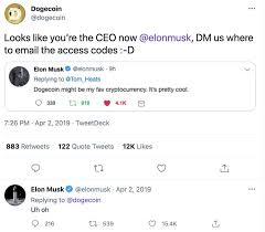 Elon musk typically tweets favorably about dogecoin. Eto7idkvhbcwdm
