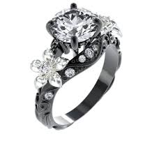 Black And Gold Diamond Engagement Ring 2 0 Carat Moissanite Diamond Engagement Ring Black Gold Engagement Rings Black Gold Jewelry Black Gold Ring