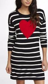 Black And White Sweater Dress Express Black White Striped Sweater Dress With Red Heart Women Size Medium Express Sweater Dress Striped Sweater Dress Sweater Dress Women