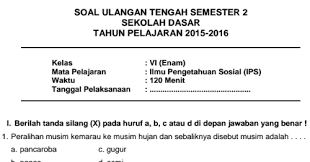 Soal Uts Ips Kelas 6 Semester 2 Dan Kunci Jawaban Guru Galeri