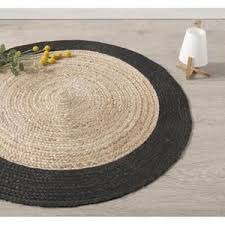 Tapis Rond En Jute Naturel Et Noir Diametre 120 Cm Tapis Jute Tapis Jute Rond Tapis Rond