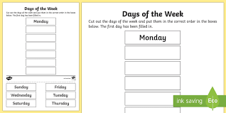 Grade 1 saxon phonics and spelling teachers manual edition. Days Of The Week Cut And Stick Worksheet Teacher Made