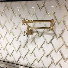 White And Gold Tile Vzag By Vanessa Deleon Tilebar Com In 2020 Fancy Backsplash Gold Tile White Gold Tile