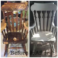 Solid Wood Rocking Chair Restored Painted White With Chalk Paint And Dark Waxed Rocking Chair Makeover Painted Rocking Chairs Diy Rocking Chair