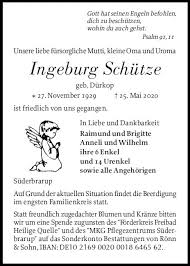 Il reste 220 jours avant la fin de l'année. Ingeburg Schutze Geb Durkop 27 November 1929 25 Mai 2020 Bestattungsinstitut Von Ronn Sohn