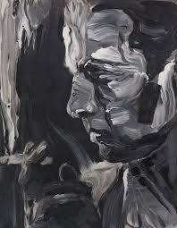 Black And White Acrylic Painting Portrait Tim Dayhuff Painting Black And White Acrylic On Internet Photocopy On Panel 2013