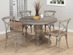 Weathered Driftwood Grey Dining Table X Back Chairs Distressed Wood Reclaimed Wood Jo Round Pedestal Dining Table Round Pedestal Dining Grey Round Dining Table