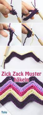Das wichtigste, neben guten ideen und anleitungen, sind schöne häkelmuster. Zick Zack Muster Hakeln Einfache Anleitung Fur Das Zackenmuster Talu De Hakeln Muster Hakeln Anleitung Hakeln