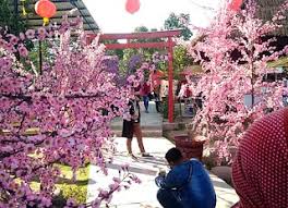 Syakura main di taman selfie. Wisata Ala Jepang Istana Sakura Blitar Jawa Timur Tiket Masuk Jejak Wisata